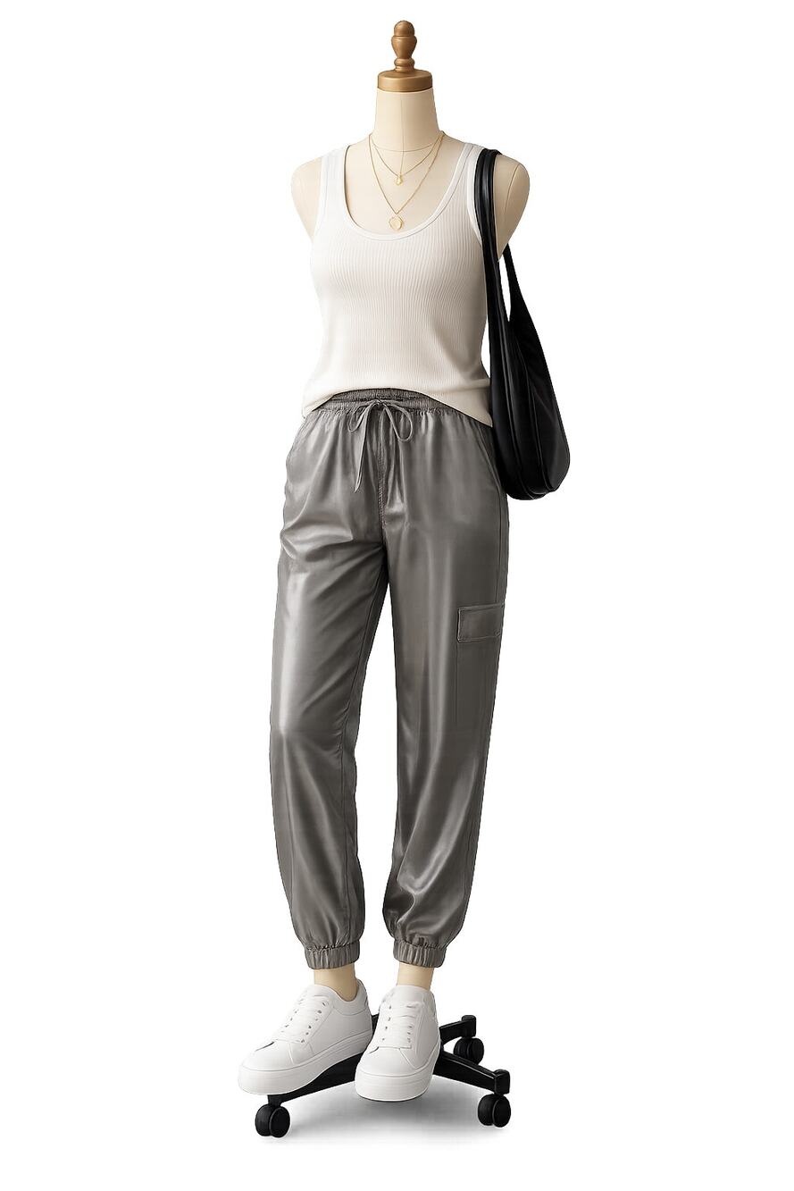 Anthropologie Sheer Satin Joggers Shiny Metallic Holiday XS